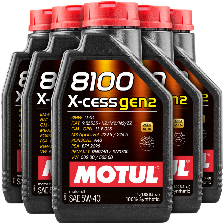 Kit óleo para motor Motul 8100 X-CESS GEN2 5W40 (5 litros)