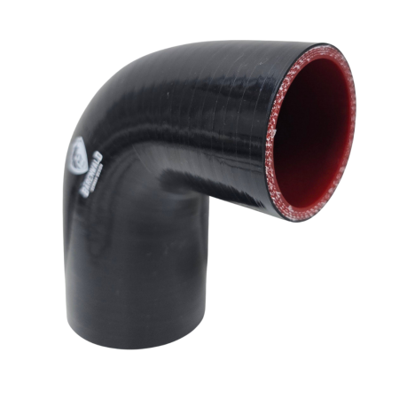 Mangote de silicone redutor curvo 90° 2,5" para 2" (63mm para 51mm) x 100mm Bärenwald preto