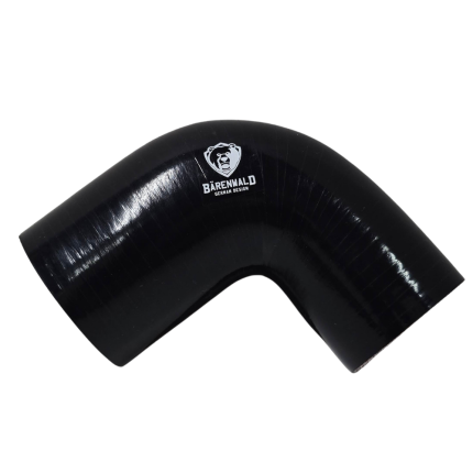 Mangote de silicone redutor curvo 90° 2,5" para 2" (63mm para 51mm) x 100mm Bärenwald preto