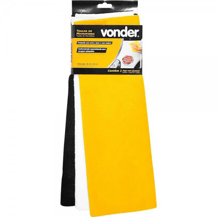 Kit toalhas de microfibra supermacia 350GSM Vonder (40X40cm) (3 unidades)
