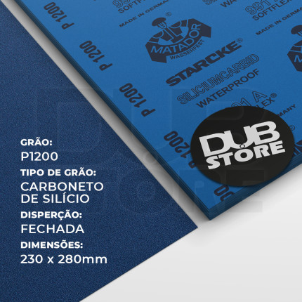 Lixa automotiva resistente à água Starcke Matador P1200 991A (230x280mm)