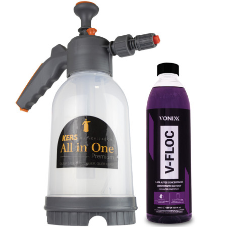 Kit pulverizador manual e shampoo neutro V-Floc Vonixx (Snow Foam Kers)