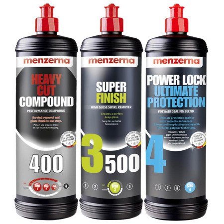 Kit polidores Corte Pesado e Acabamento com Selante Menzerna (3 unidades)