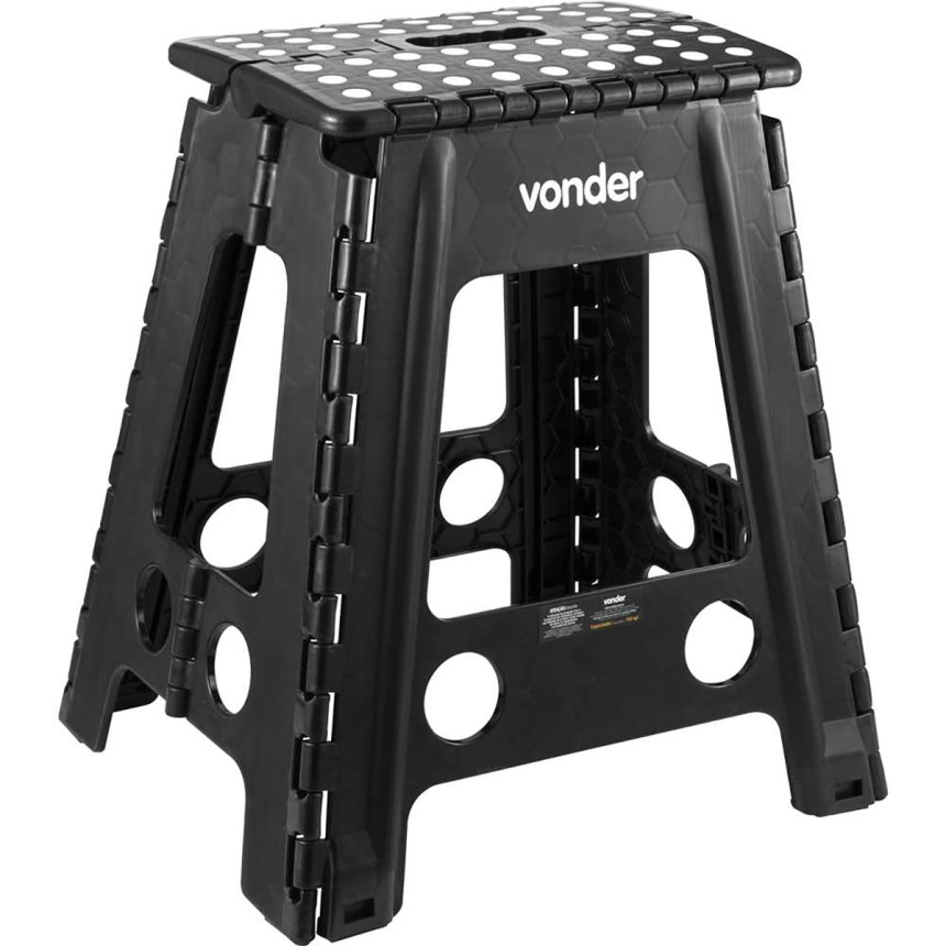 Banqueta plástica dobrável Vonder (450mm de altura - Preta)