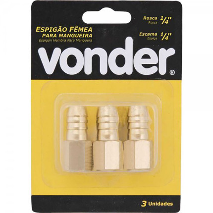 Kit espigão fêmea para mangueiras Vonder (rosca 1/4" - escama 1/4") (3 unidades)