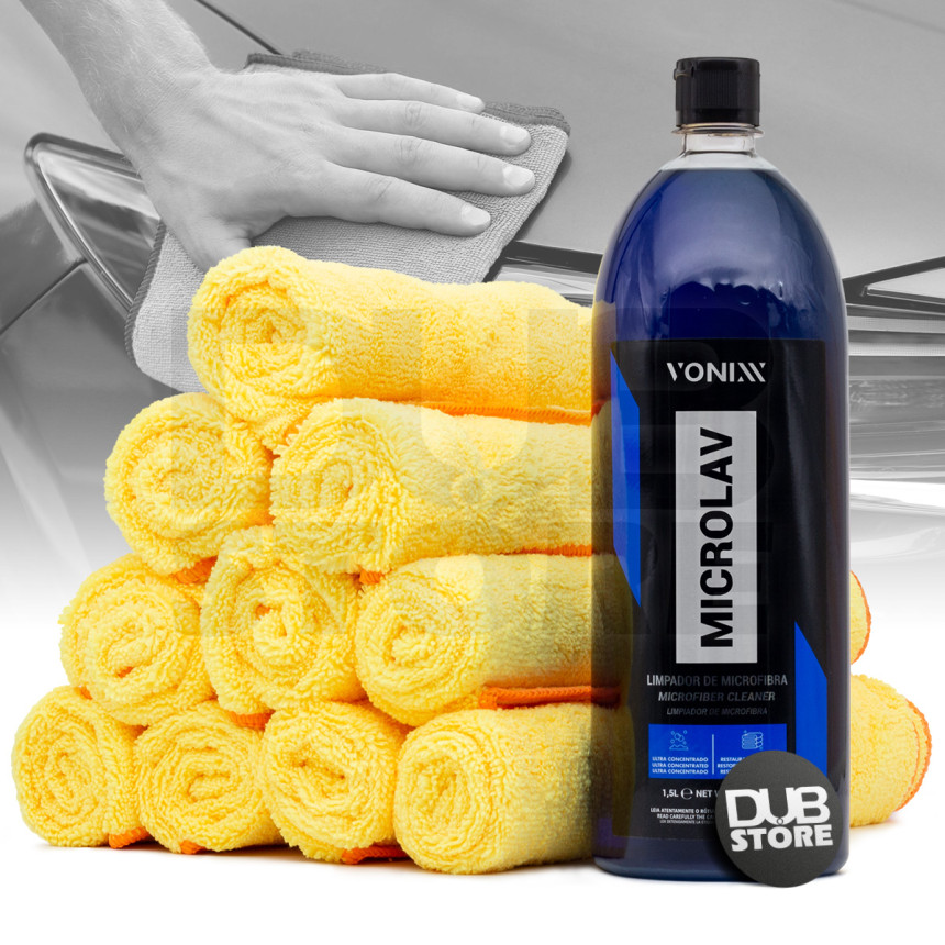 Kit shampoo para microfibra Vonixx (1,5 litro + 10 flanelas)