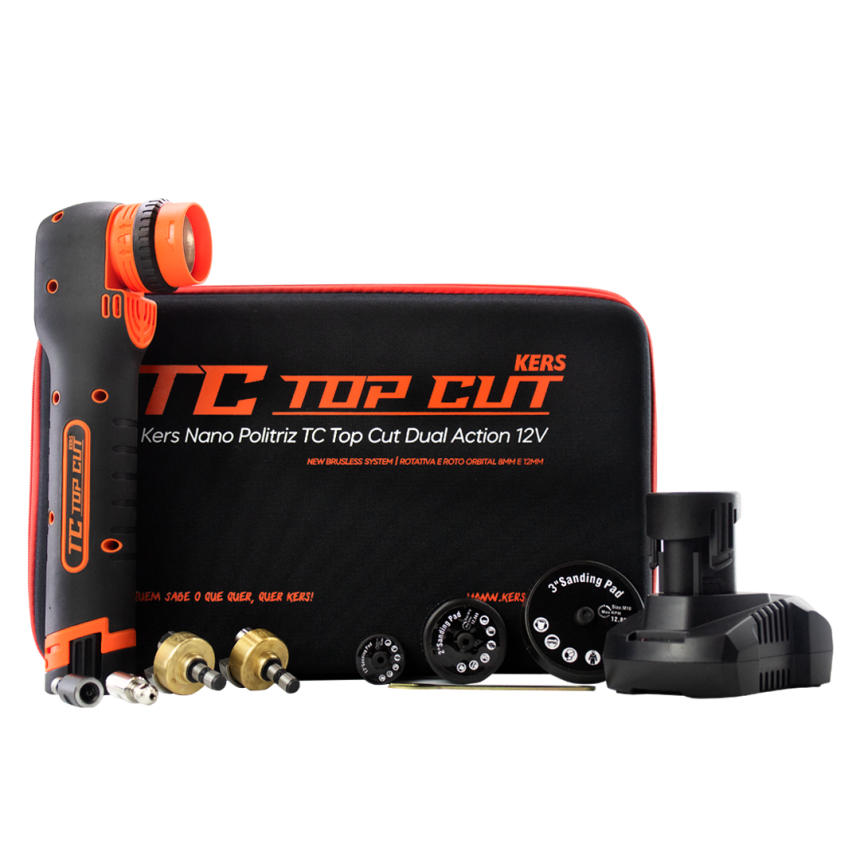 Nano Politriz TC Top Cut Dual Action Portátil Kers com Acessórios 12V com boinas