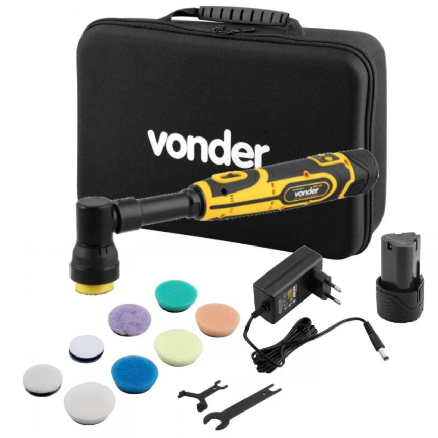 Politriz Mini Roto Orbital Vonder com Acessórios 12V PMV 120