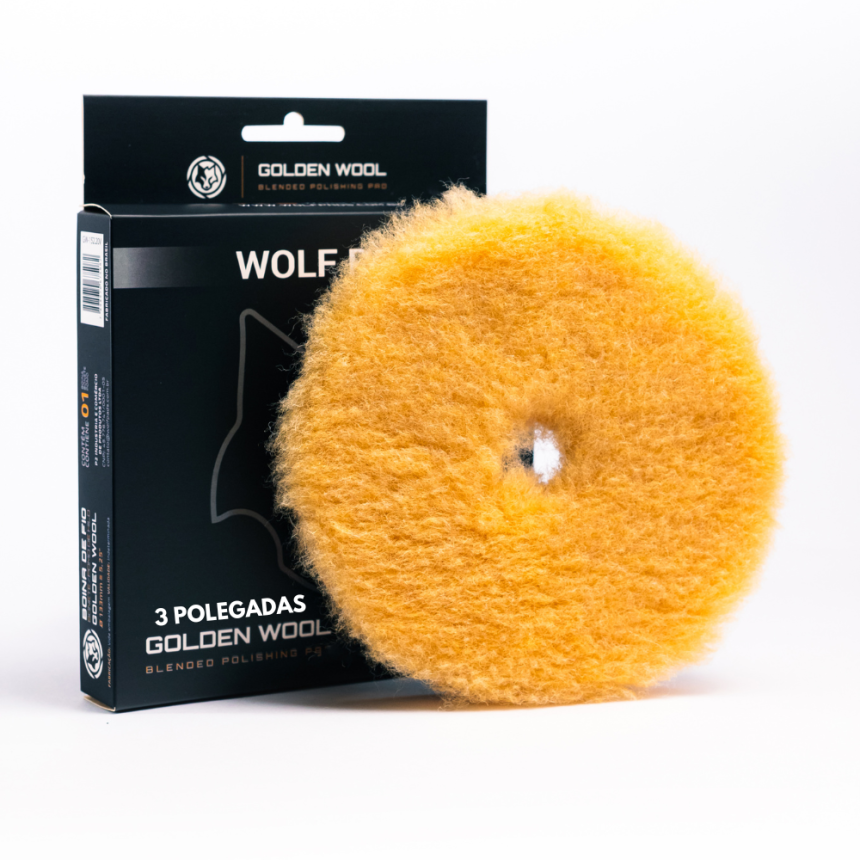 Boina Lã Natural Golden Wool Corte com Interface Wolf Pads (3 polegadas)