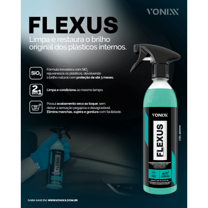Limpador e Condicionador de Plásticos Internos 2 em 1 Flexus Vonixx (500ml)