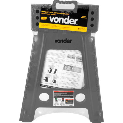 Banqueta plástica dobrável Vonder (450mm de altura - Cinza)