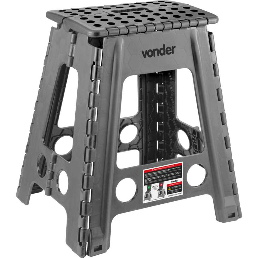 Banqueta plástica dobrável Vonder (450mm de altura - Cinza)