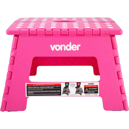 Banqueta plástica dobrável Vonder (220mm de altura - Rosa)