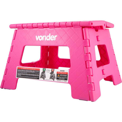Banqueta plástica dobrável Vonder (220mm de altura - Rosa)