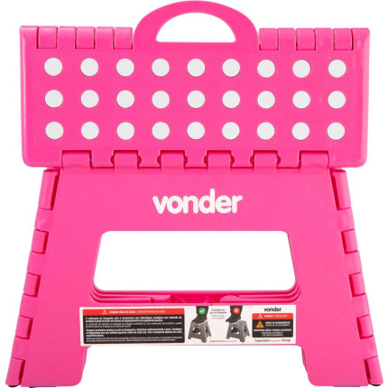 Banqueta plástica dobrável Vonder (220mm de altura - Rosa)
