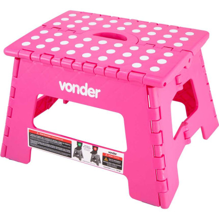 Banqueta plástica dobrável Vonder (220mm de altura - Rosa)