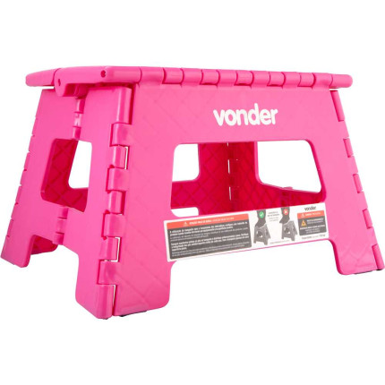 Banqueta plástica dobrável Vonder (220mm de altura - Rosa)