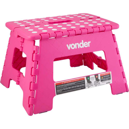 Banqueta plástica dobrável Vonder (220mm de altura - Rosa)