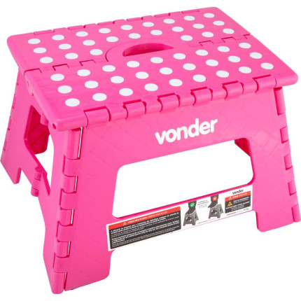 Banqueta plástica dobrável Vonder (220mm de altura - Rosa)