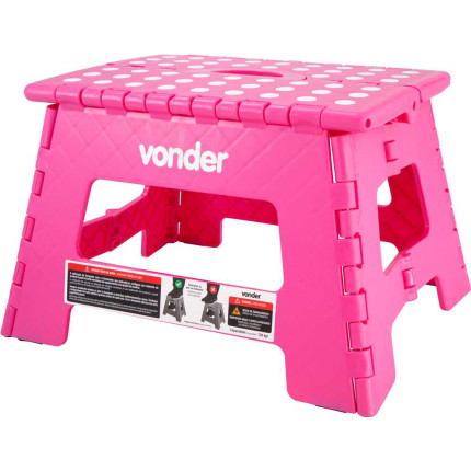 Banqueta plástica dobrável Vonder (220mm de altura - Rosa)