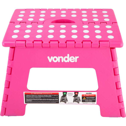 Banqueta plástica dobrável Vonder (220mm de altura - Rosa)