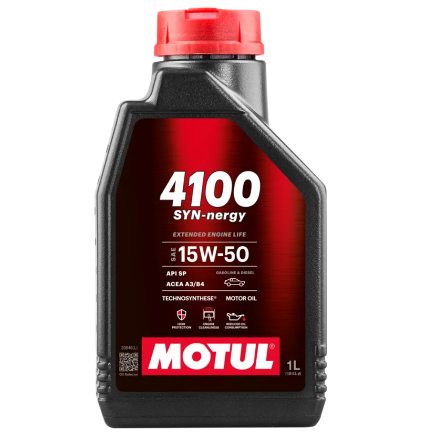 Óleo para motor Motul 4100 SYN-nergy 15W50 (1 litro)