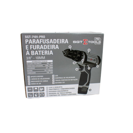 Parafusadeira e Furadeira à Bateria Sigma Tools SGT-7101-PRO