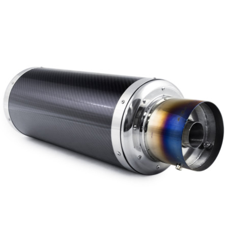 Abafador esportivo em inox e fibra de carbono Luzian M003 (entrada de 3")