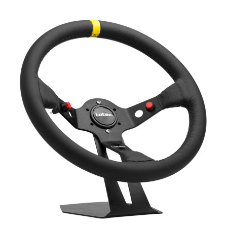 Volante Lotse Dakar revestido em couro (tarja amarela)