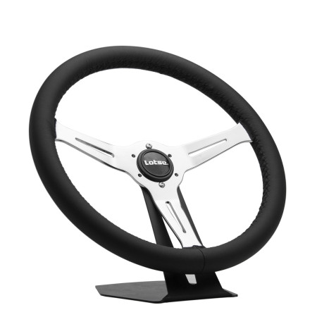 Volante Lotse Class Light em aço cromado e couro preto