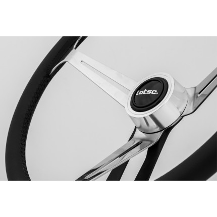 Volante Lotse Boxer em aço inox e couro preto