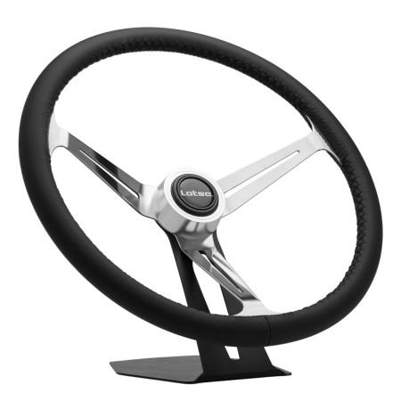 Volante Lotse Boxer em aço inox e couro preto