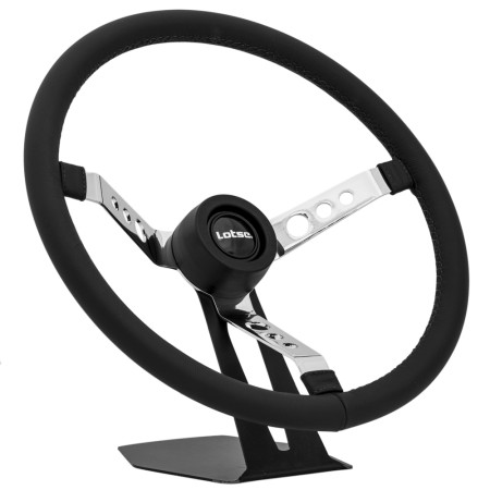 Volante Lotse Big Block S em aço cromado e couro preto
