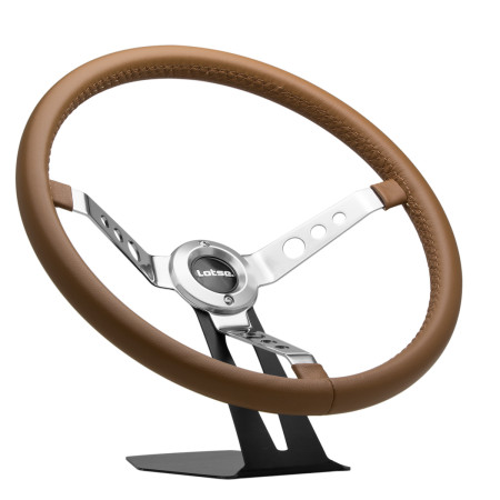 Volante Lotse Big Block em aço cromado e couro marrom