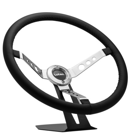Volante Lotse Big Block em aço cromado e couro preto