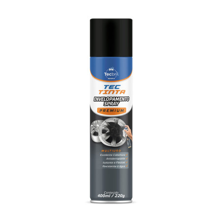 Envelopamento preto semi-brilhante em spray Tecbril (400ml)