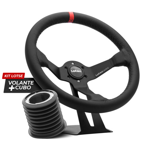Kit cubo + volante Lotse WRC revestido em couro (tarja vermelha)