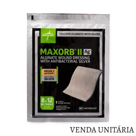 Curativo Maxorb® II Ag+ 20,3cm x 30,5cm - Medline - cod. MSC99812EP