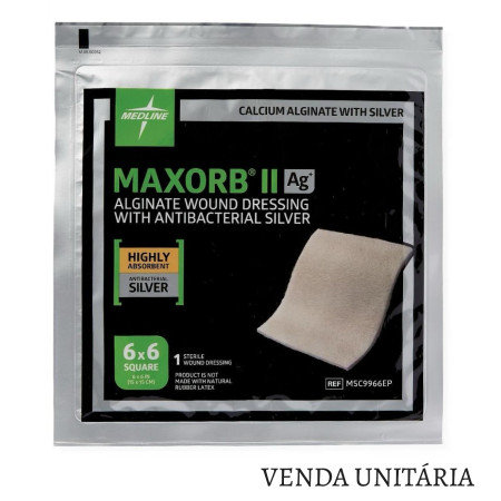 Curativo Maxorb® II Ag+ 15,2cm x 15,2cm - Medline - cod. MSC9966EP