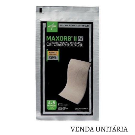 Curativo Maxorb® II Ag+ 10,2cm x 20,3cm - Medline - cod. MSC9948EP