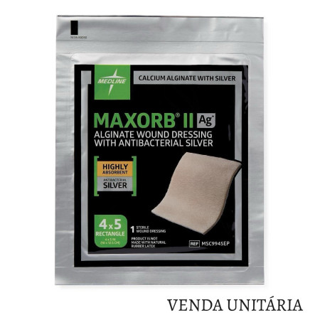 Curativo Maxorb® II Ag+ 10,2cm x 12,1cm - Medline - cod. MSC9945EP