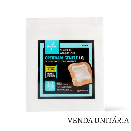 Curativo Optifoam Gentle Liquitrap - 7,6cm x 7,6cm - Medline - cod. MSC2333EP
