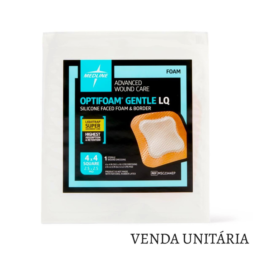 Curativo Optifoam Gentle Liquitrap - 10,1cm x 10,1cm - Medline - cod. MSC2344EP