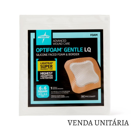 Curativo Optifoam Gentle Liquitrap - 15,2cm x 15,2cm - Medline - cod.MSC2366EP