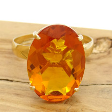 Anel Oval com Citrino, em Ouro Amarelo 18 Kilates