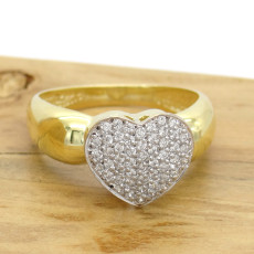 Anel Chuveiro Coração com 51 Diamantes, em Ouro Amarelo 18 Kilates