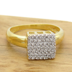 Anel Chuveiro com 46 Diamantes, em Ouro Amarelo 18 Kilates