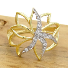 Anel Vazado com 10 Diamantes, em Ouro Amarelo 18 Kilates