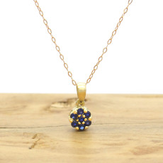 Pingente Chuveiro com 7 Safiras em Ouro Amarelo 18 Kilates