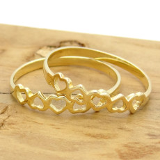 Par de Aparadores Coração, em Ouro Amarelo 18 Kilates